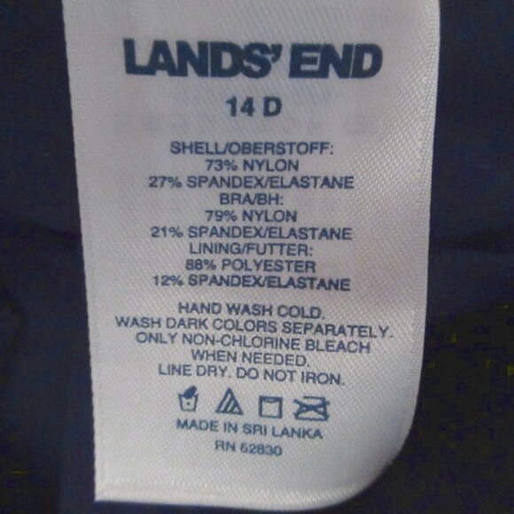 Lands End One Piece Swimsuit Womens 14 D Bra Tummy Control UPF Metallic Waves - Picture 3 of 7